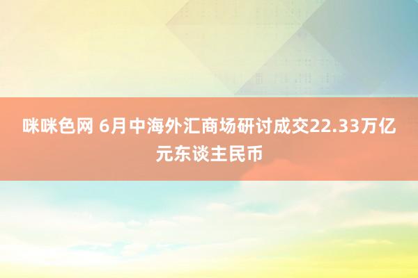 咪咪色网 6月中海外汇商场研讨成交22.33万亿元东谈主民币