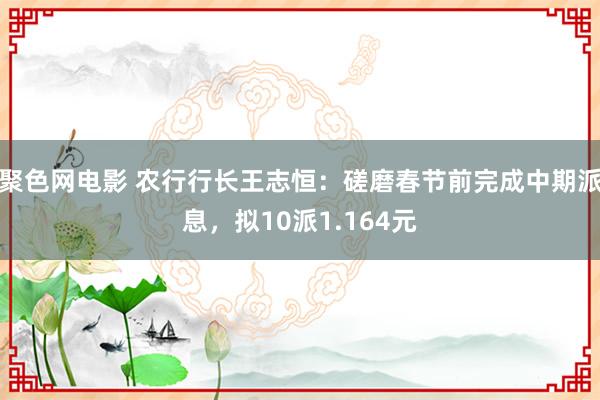 聚色网电影 农行行长王志恒：磋磨春节前完成中期派息，拟10派1.164元