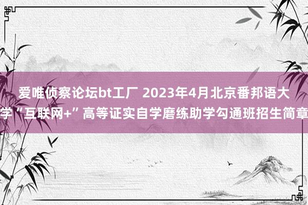 爱唯侦察论坛bt工厂 2023年4月北京番邦语大学“互联网+”高等证实自学磨练助学勾通班招生简章